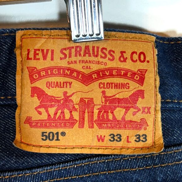 Levis 501XX Shrink-To-Fit Original Button-fly Dark Wash Jeans Mens 32 x 31 - Picture 3 of 8